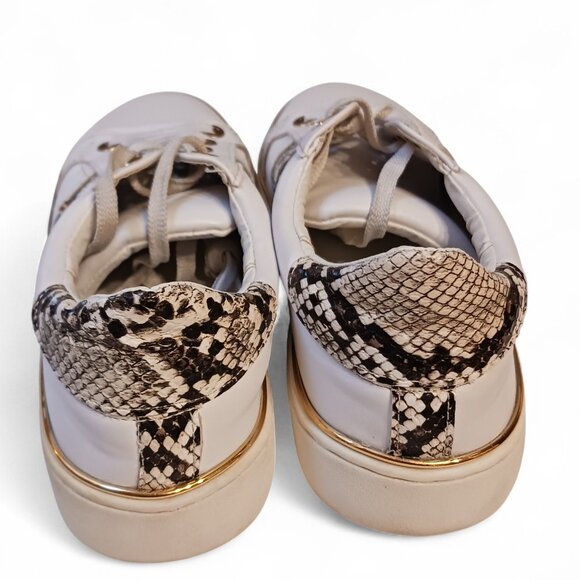 Steve Madden White Gold Studded Snakeskin Fashion Vegan Sneakers Size 6.5 - Picture 4 of 15